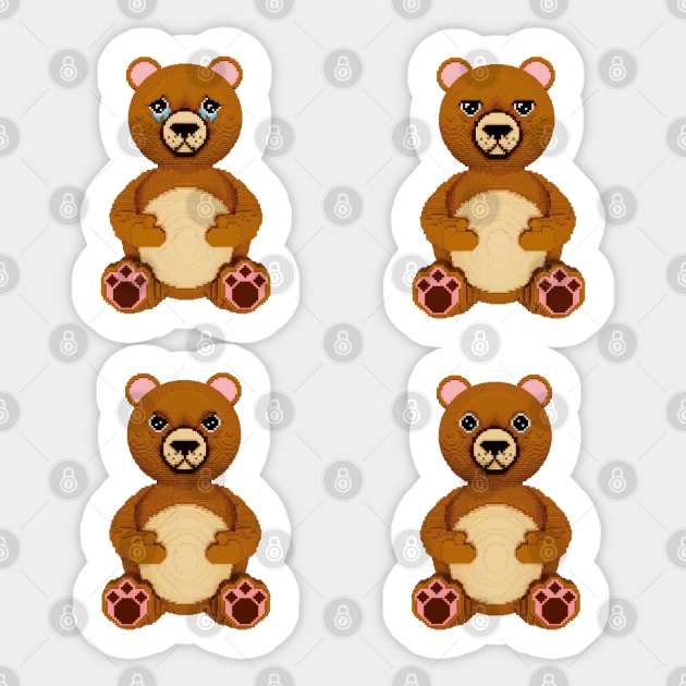 Grizzly Bear Pixelart #003 Sticker by Pixelart World 